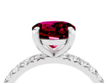 Silver Round Cut Garnet Pavé Solitaire Ring with Round Band and Prong Setting_46