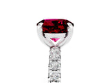Silver Round Cut Garnet Pavé Solitaire Ring with Round Band and Prong Setting_47