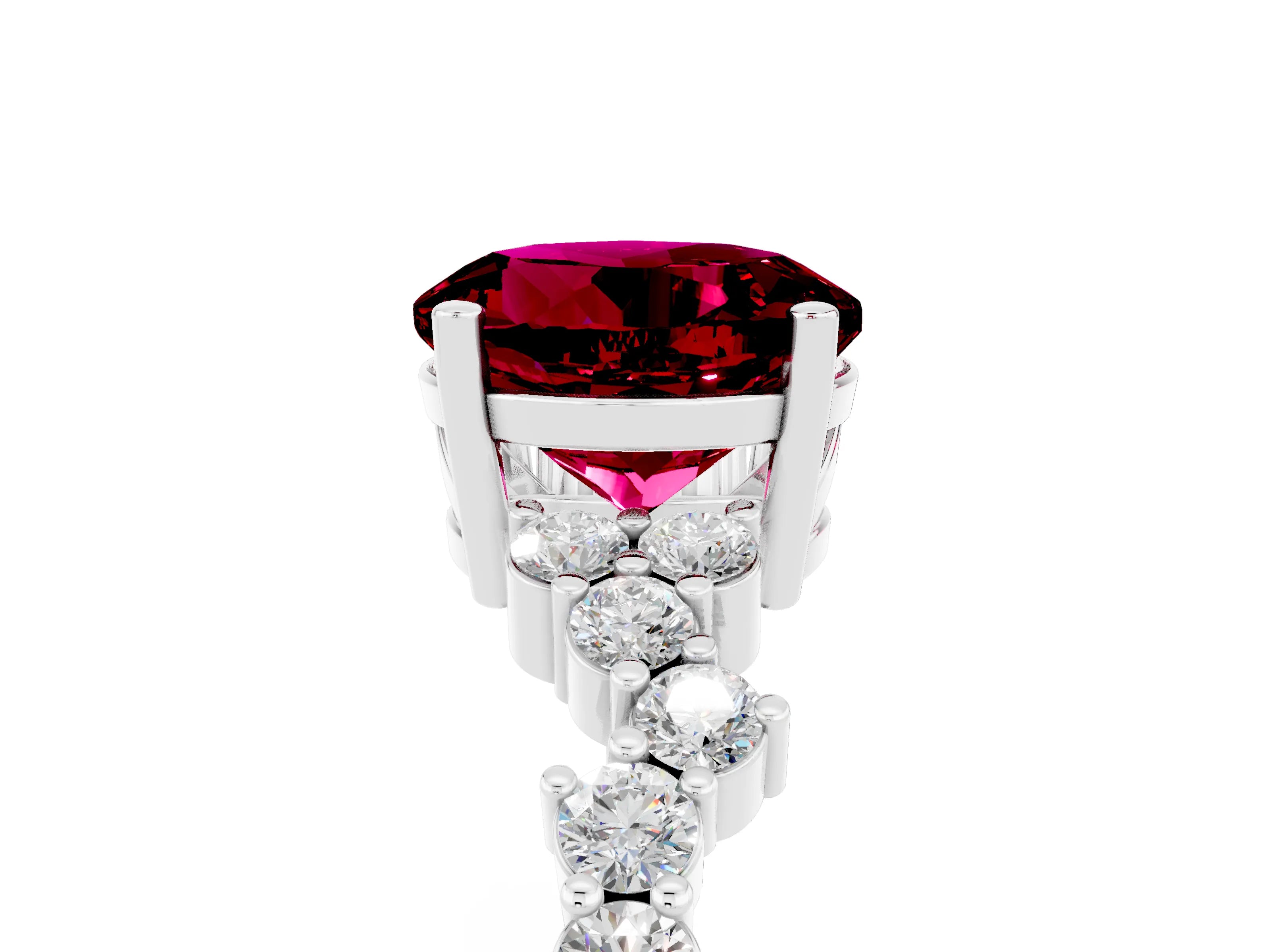 Silver Round Cut Garnet Scattered Round Accent Ring with Prong Setting_83