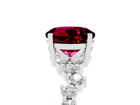 Silver Round Cut Garnet Scattered Round Accent Ring with Prong Setting_83