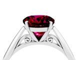 Silver Round Cut Garnet Solitaire Engagement Ring with Cathedral Setting and Four-Prong Mount_16