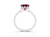 Silver Round Cut Garnet Solitaire Ring with Flower Prong Setting and Classic Band_3