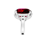 Silver Round Cut Garnet Solitaire Ring with Flower Prong Setting and Classic Band_5