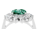 Silver Round Cut Green Sapphire Floral Double Halo Engagement Ring with Prong Setting_148
