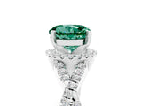 Silver Round Cut Green Sapphire  Halo Twist Band Solitaire Prong Setting Ring_17