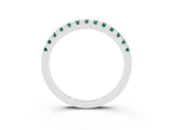 Silver Round Cut Green Sapphire Pavé Set Thin Band_9