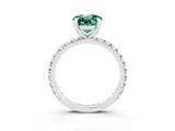 Silver Round Cut Green Sapphire Pavé Solitaire Ring with Round Band and Prong Setting_45