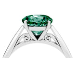 Silver Round Cut Green Sapphire Solitaire Engagement Ring with Cathedral Setting and Four-Prong Mount_16