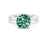 Silver Round Cut Green Sapphire Solitaire Ring with Thin Band and Prong Setting_42