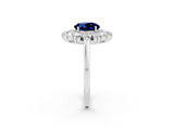 Silver Round Cut Halo Cluster Diamond Ring with Pave Band and Four-Prong Setting_32