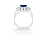 Silver Round Cut Halo Cluster Diamond Ring with Pave Band and Four-Prong Setting_33