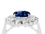 Silver Round Cut Halo Cluster Diamond Ring with Pave Band and Four-Prong Setting_34