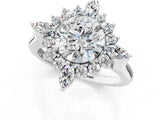 Silver Round Cut Halo Diamond Cluster Ring with Marquise and Round Stones on a White Gold Band with Prong Setting_14