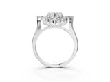 Silver Round Cut Halo Diamond Cluster Ring with Marquise and Round Stones on a White Gold Band with Prong Setting_16