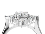 Silver Round Cut Halo Diamond Cluster Ring with Marquise and Round Stones on a White Gold Band with Prong Setting_17