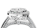 Silver Round Cut Halo Diamond Split Shank Pave Ring_17