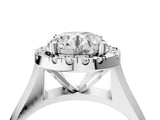 Silver Round Cut Halo Solitaire Engagement Ring with Square Band and Four-Prong Setting_16