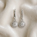 Silver Round Cut Milgrain Bezel Set Leverback Earrings_35