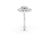 Silver Round Cut Moissanite Floral Double Halo Engagement Ring with Prong Setting_170