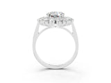 Silver Round Cut Moissanite Floral Double Halo Engagement Ring with Prong Setting_171