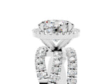 Silver Round Cut Moissanite Halo Ring with Round Split Shank and Prong Setting_71