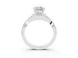 Silver Round Cut Moissanite  Halo Twist Band Solitaire Prong Setting Ring_15