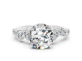 Silver Round Cut Moissanite Scattered Round Accent Ring with Prong Setting_30