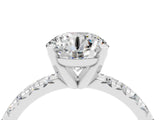 Silver Round Cut Moissanite Solitaire Pavé Engagement Ring with Round Band and Prong Setting_95