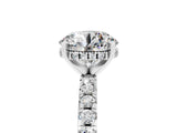Silver Round Cut Moissanite Solitaire Ring with Round  Pavé Band and Four-Prong Setting_41