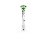 Silver Round Cut Peridot Engagement Ring with Side Stone Accents and Four-Prong Setting_14