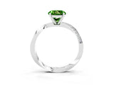 Silver Round Cut Peridot Engagement Ring with Side Stone Accents and Four-Prong Setting_15