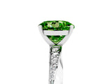 Silver Round Cut Peridot Engagement Ring with Side Stone Accents and Four-Prong Setting_17