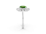 Silver Round Cut Peridot Floral Double Halo Engagement Ring with Prong Setting_188