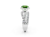 Silver Round Cut Peridot Halo Ring with Round Split Shank and Prong Setting_68