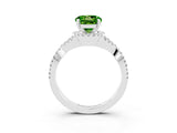 Silver Round Cut Peridot  Halo Twist Band Solitaire Prong Setting Ring_15