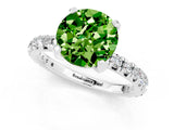 Silver Round Cut Peridot Pavé Solitaire Ring with Round Band and Prong Setting_43