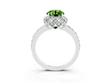 Silver Round Cut Peridot Scalloped Halo Engagement Ring with Round Shared Prong Band_33