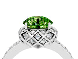Silver Round Cut Peridot Scalloped Halo Engagement Ring with Round Shared Prong Band_34