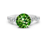 Silver Round Cut Peridot Scattered Round Accent Ring with Prong Setting_54