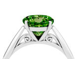 Silver Round Cut Peridot Solitaire Engagement Ring with Cathedral Setting and Four-Prong Mount_16