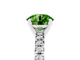 Silver Round Cut Peridot Solitaire Pavé Engagement Ring with Round Band and Prong Setting_89