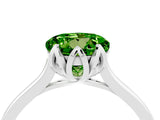 Silver Round Cut Peridot Solitaire Ring with Flower Prong Setting and Classic Band_4