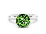 Silver Round Cut Peridot Solitaire Ring with Thin Band and Prong Setting_42