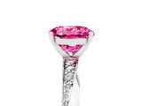 Silver Round Cut Pink Sapphire Engagement Ring with Side Stone Accents and Four-Prong Setting_17