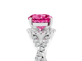 Silver Round Cut Pink Sapphire  Halo Twist Band Solitaire Prong Setting Ring_17