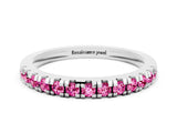 Silver Round Cut Pink Sapphire Pavé Set Thin Band_6