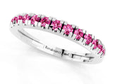 Silver Round Cut Pink Sapphire Pavé Set Thin Band_7