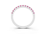 Silver Round Cut Pink Sapphire Pavé Set Thin Band_9