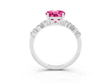 Silver Round Cut Pink Sapphire Scattered Round Accent Ring with Prong Setting_58