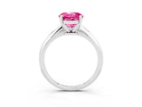 Silver Round Cut Pink Sapphire Solitaire Engagement Ring with Classic Band and Four-Prong Setting_27